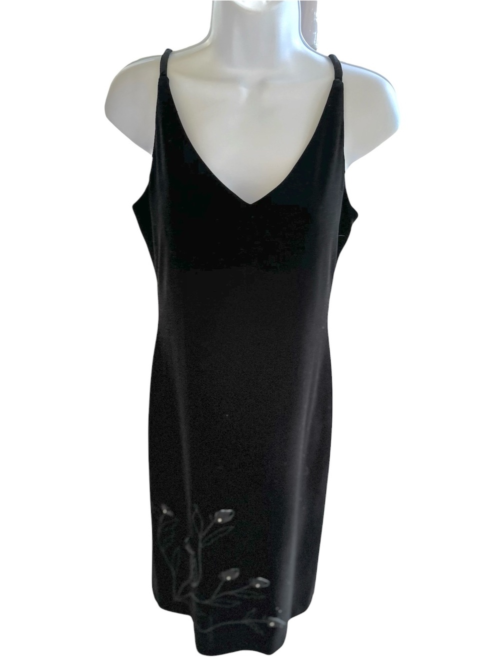 Vintage Y2K Velvet J.R. Nites Midi Dress with V-Neck in Black - Size 8